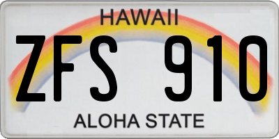 HI license plate ZFS910