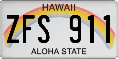 HI license plate ZFS911