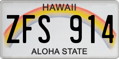 HI license plate ZFS914