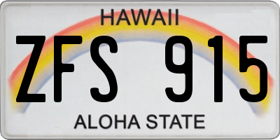 HI license plate ZFS915