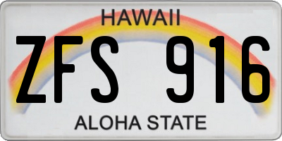 HI license plate ZFS916