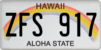 HI license plate ZFS917