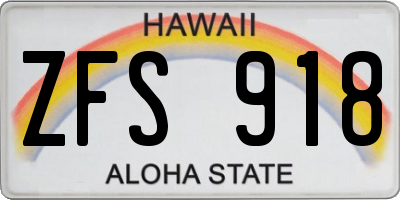 HI license plate ZFS918