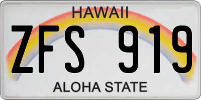HI license plate ZFS919