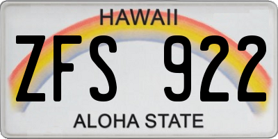 HI license plate ZFS922