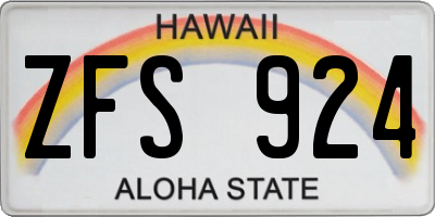 HI license plate ZFS924