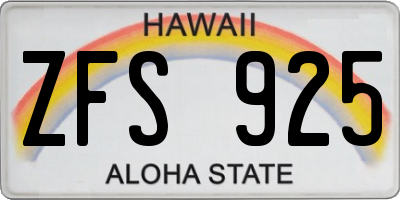 HI license plate ZFS925