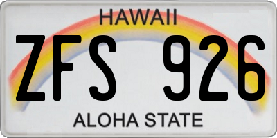 HI license plate ZFS926