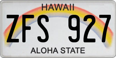 HI license plate ZFS927