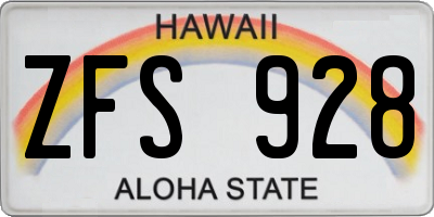 HI license plate ZFS928