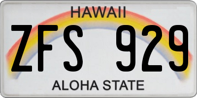 HI license plate ZFS929