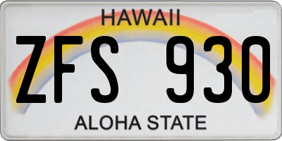 HI license plate ZFS930