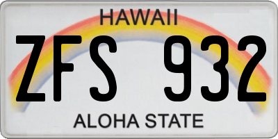 HI license plate ZFS932