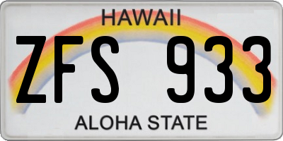 HI license plate ZFS933