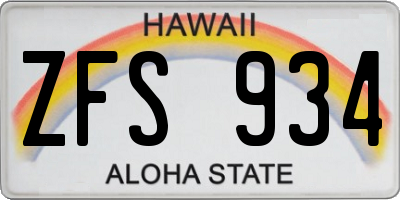 HI license plate ZFS934