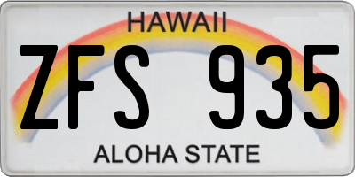 HI license plate ZFS935