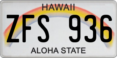 HI license plate ZFS936