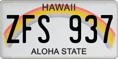 HI license plate ZFS937