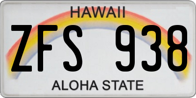 HI license plate ZFS938