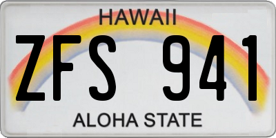 HI license plate ZFS941