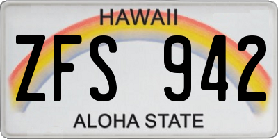 HI license plate ZFS942