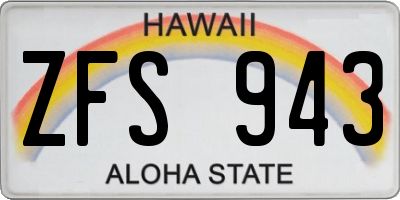 HI license plate ZFS943