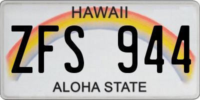 HI license plate ZFS944