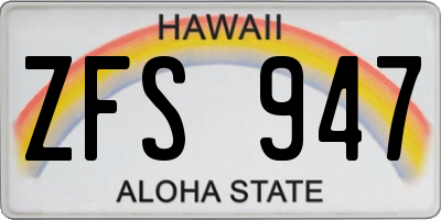 HI license plate ZFS947