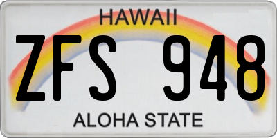 HI license plate ZFS948