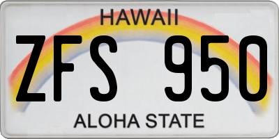 HI license plate ZFS950