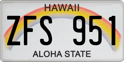 HI license plate ZFS951