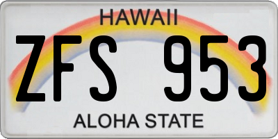 HI license plate ZFS953