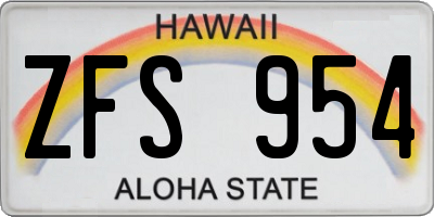 HI license plate ZFS954