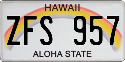 HI license plate ZFS957