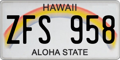 HI license plate ZFS958