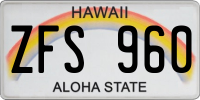 HI license plate ZFS960