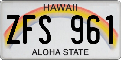 HI license plate ZFS961