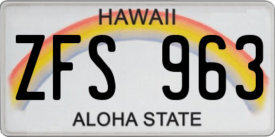 HI license plate ZFS963