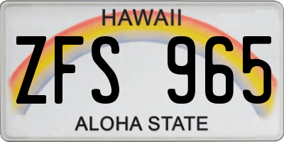 HI license plate ZFS965