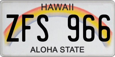 HI license plate ZFS966