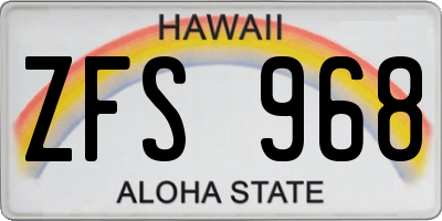 HI license plate ZFS968