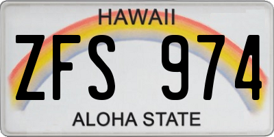 HI license plate ZFS974