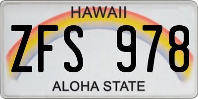 HI license plate ZFS978