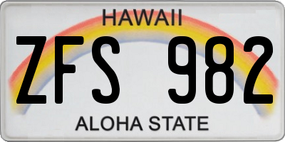 HI license plate ZFS982
