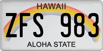 HI license plate ZFS983