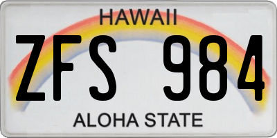 HI license plate ZFS984