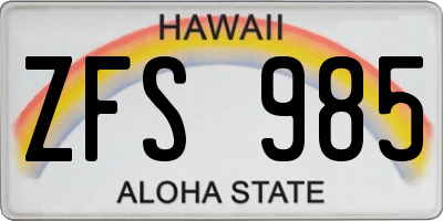 HI license plate ZFS985