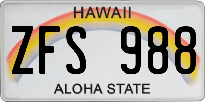 HI license plate ZFS988