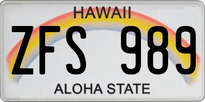 HI license plate ZFS989