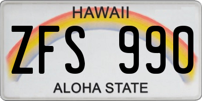 HI license plate ZFS990